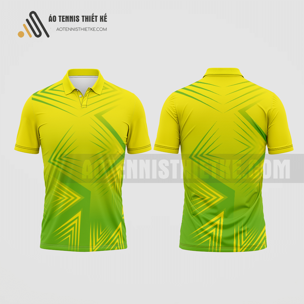 Mẫu áo polo tennis câu lạc bộ ngôn ngữ Quốc Tế Học màu vàng thiết kế ATNTK138