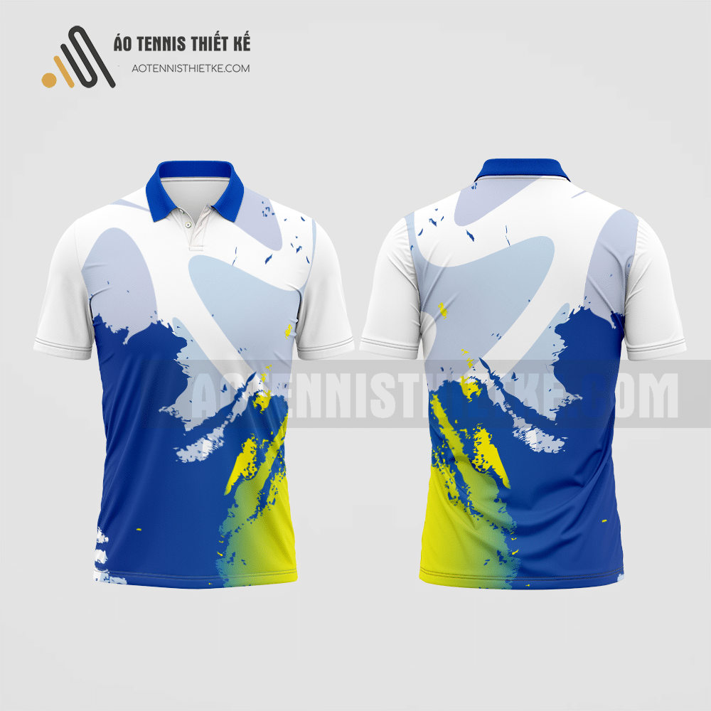 Mẫu áo đấu tennis câu lạc bộ Cần Đước màu xanh dương tự thiết kế ATNTK358