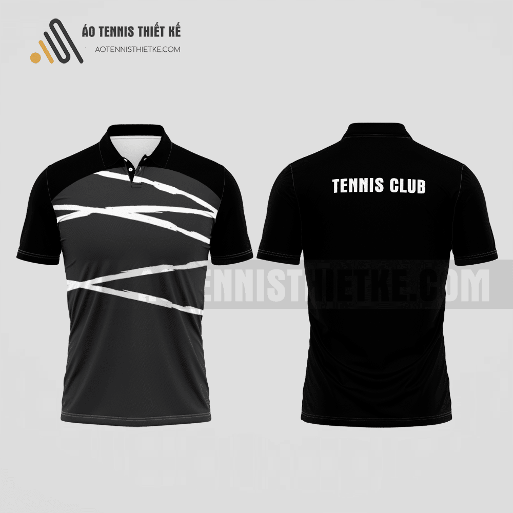 Mẫu áo chơi tennis câu lạc bộ Minh Long màu đen thiết kế nổi bật ATNTK634