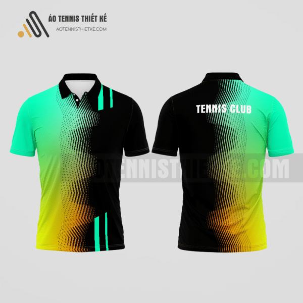 Mẫu áo tennis có cổ câu lạc bộ Núi Thành màu đen thiết kế đa dạng ATNTK701