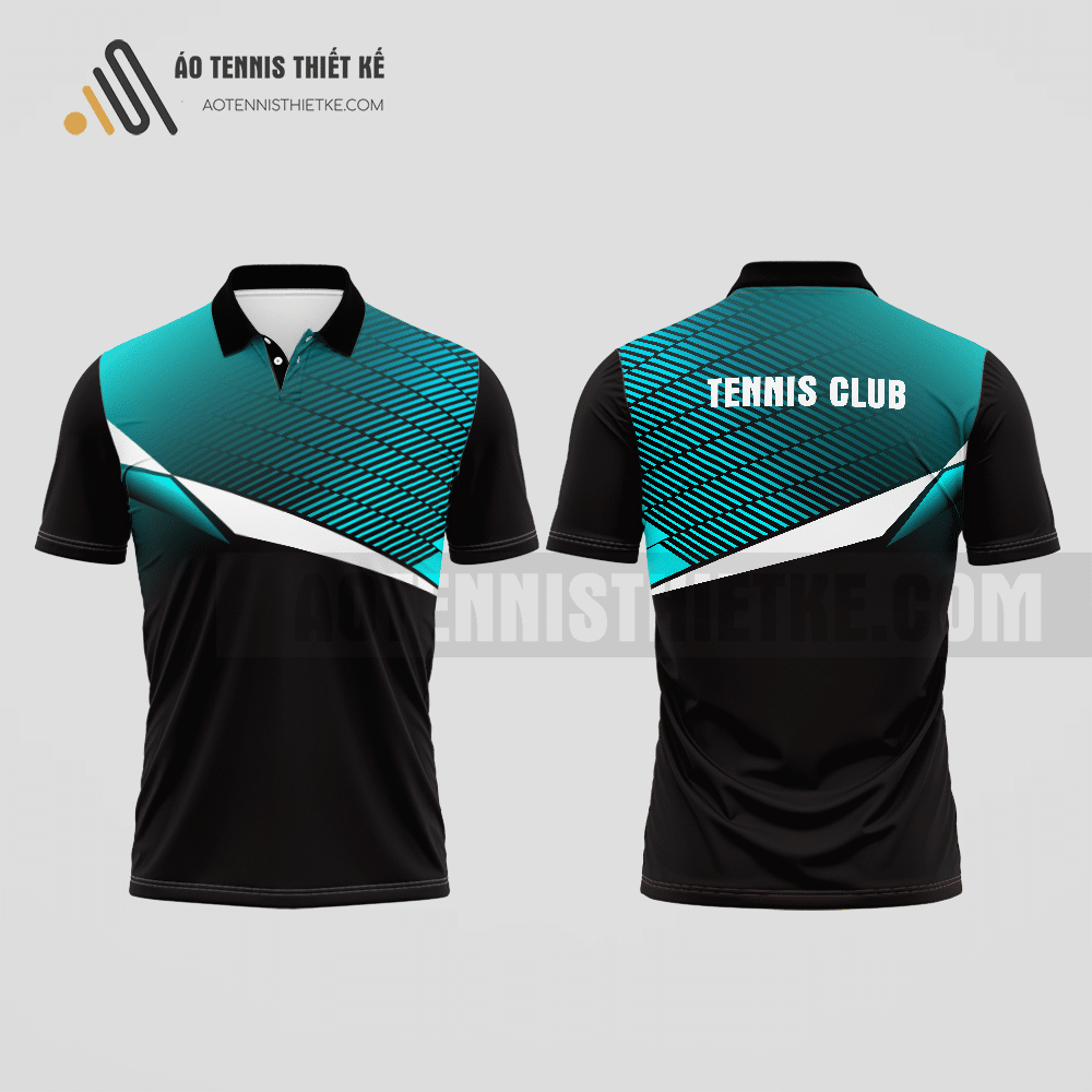 Mẫu áo tennis có cổ câu lạc bộ Phú Lương màu đen thiết kế thời trang ATNTK716