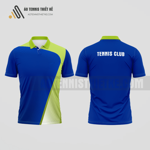 Mẫu áo tennis có cổ câu lạc bộ Vân Đồn màu xanh dương thiết kế hiện đại ATNTK911