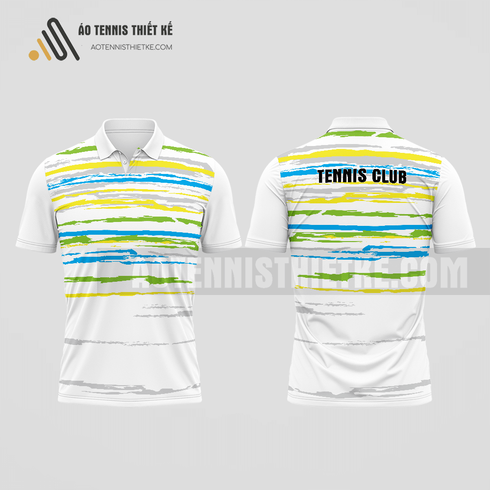 Mẫu áo tennis nam câu lạc bộ Thạch Hà màu trắng thiết kế xu hướng ATNTK966