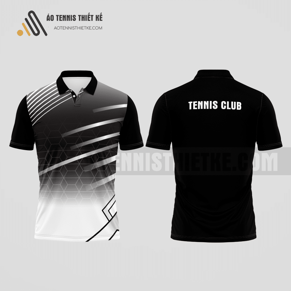 Mẫu trang phục thi đấu tennis câu lạc bộ Long Mỹ màu đen thiết kế linh hoạt ATNTK614